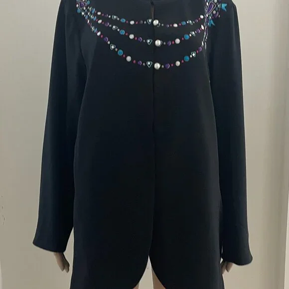 Bob Mackie Gem Detail Blazer with Purple Lazyered Inside  Size 1X - Picture 3 of 7